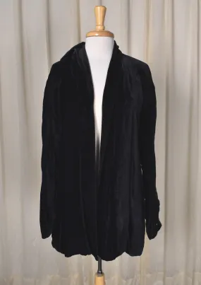 1940s Vintage Asymmetrical Black Velvet Jacket