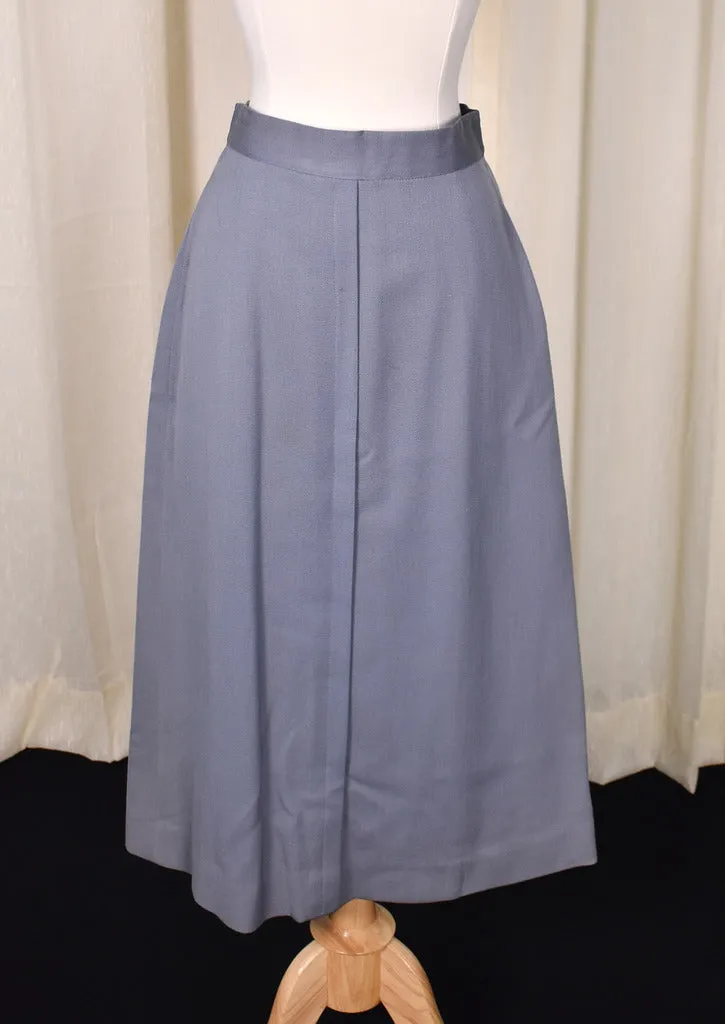 1940s Vintage Steel Gray Pencil Skirt