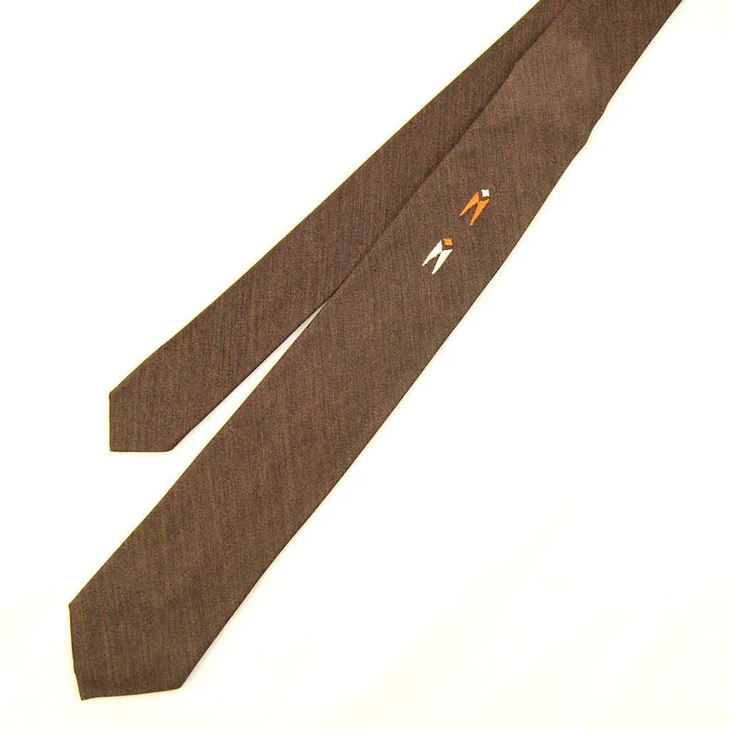 1950s Brown Embroidered Tie