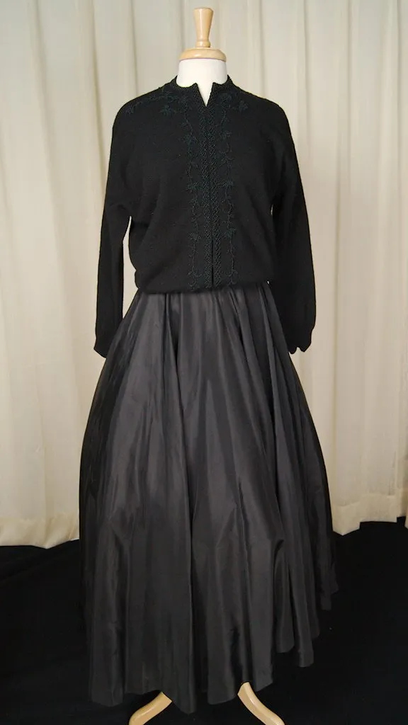 1950s Long Black Full Skirt