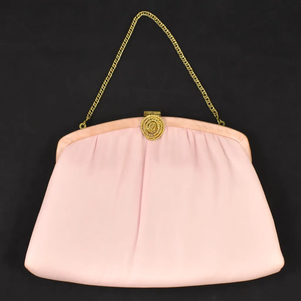 1950s Pink Fabric Clutch Bag