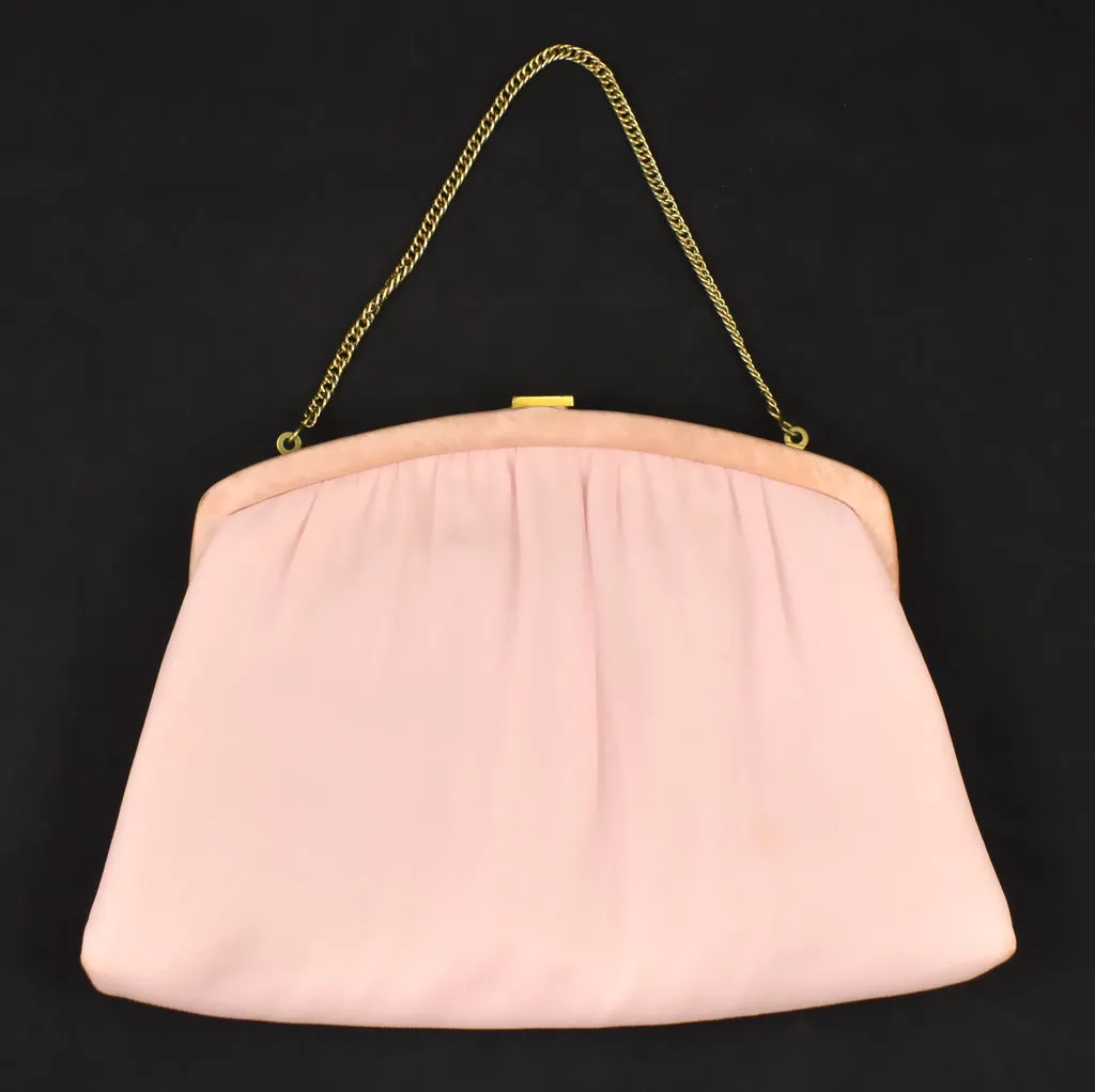 1950s Pink Fabric Clutch Bag