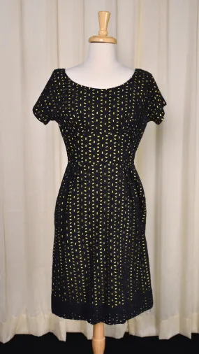 1950s Sexy Black Eyelet Dress