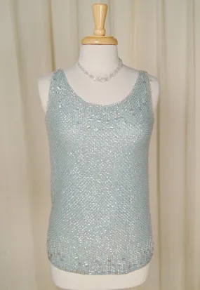 1950s Sky Blue Sequin Top