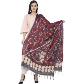 A R Silk Modal Kalamkari Print Fancy Maroon Coloured Upatta