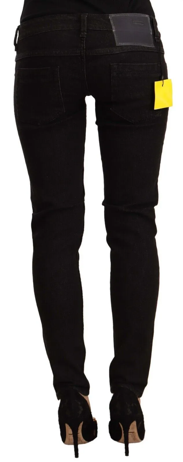 Acht Black Cotton Low Waist Skinny Denim Jeans