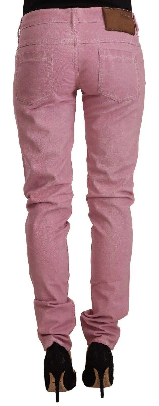 Acht Pink Cotton Slim Fit Women Denim Skinny Jeans