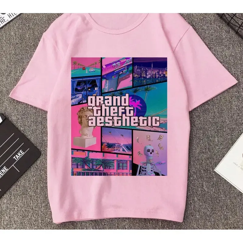 Aesthetic Round Neck Vaporwave T-Shirt