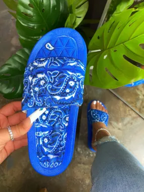 Antoinette Bandana Slides- Blue