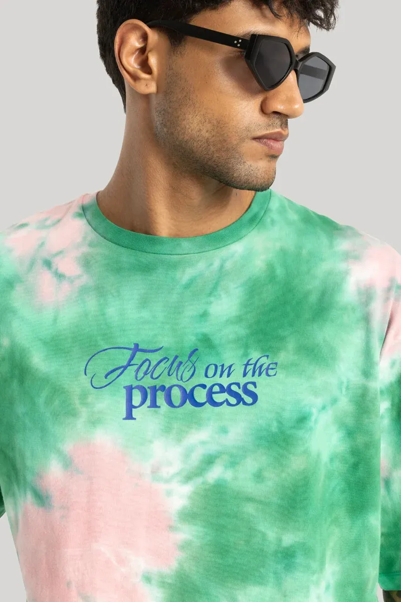 Augusto Green Tie & Dye Oversized Fit T-Shirt