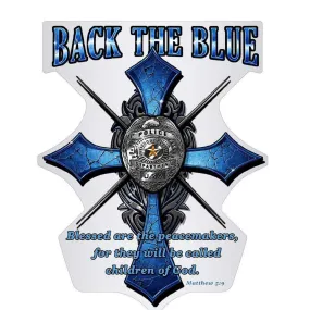 Back the Blue Matthew 5:9 Christian Shirt Premium Reflective Decal