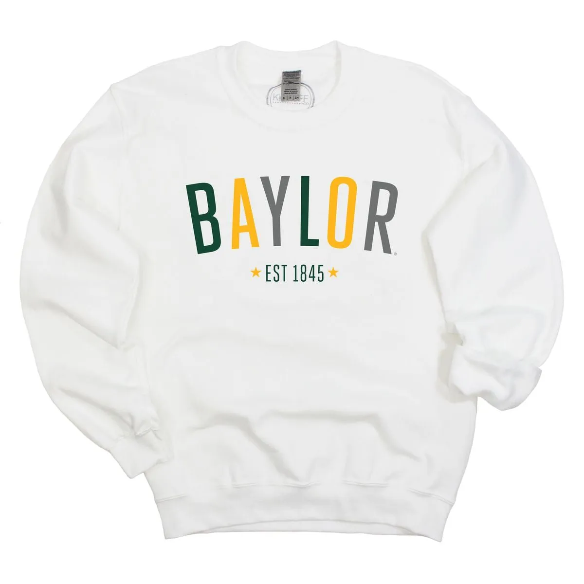 Baylor University Star Arch Crewneck Fleece in White