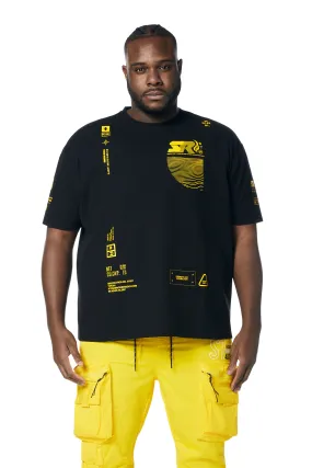 Big and Tall - Utility Graphic Gel Printed Waffle T-Shirt - Canary