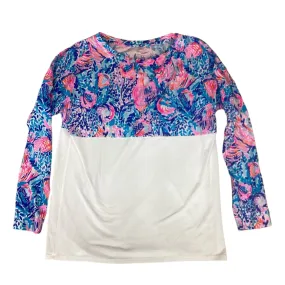 Blue & White Top Long Sleeve Designer Lilly Pulitzer, Size S