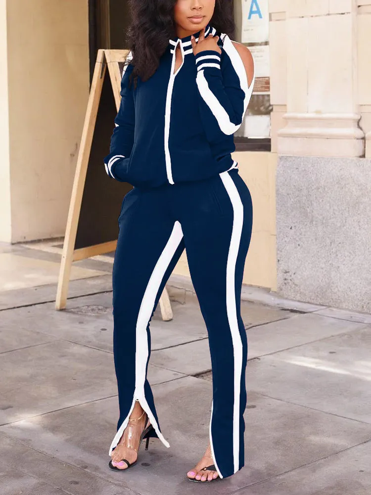 Cold Shoulder Tracksuit Set