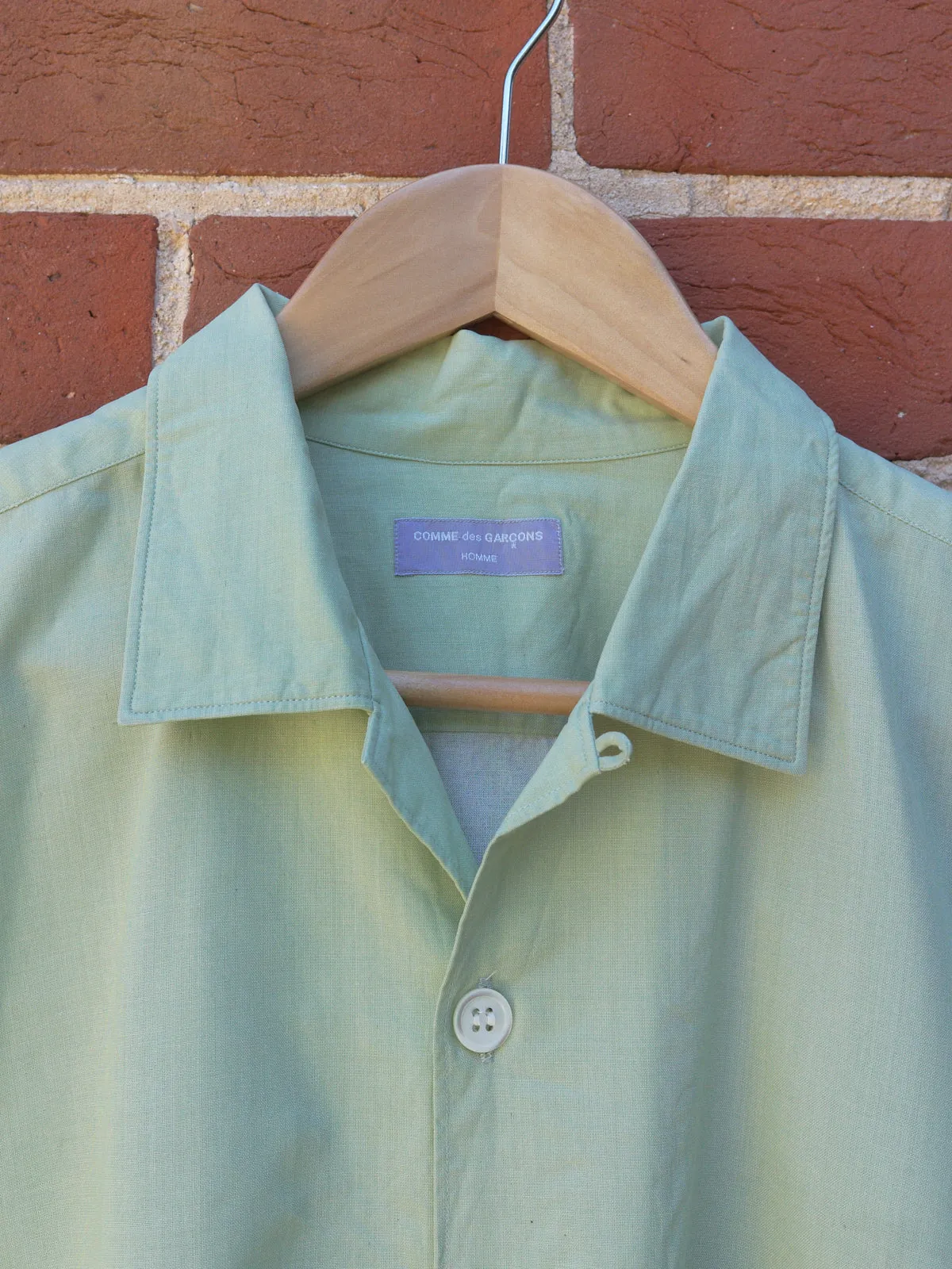 comme des garcons homme green oversized short sleeve shirt - 1998