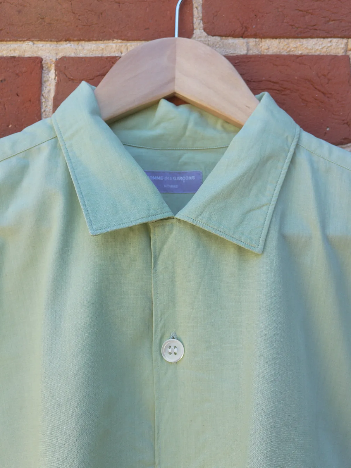 comme des garcons homme green oversized short sleeve shirt - 1998