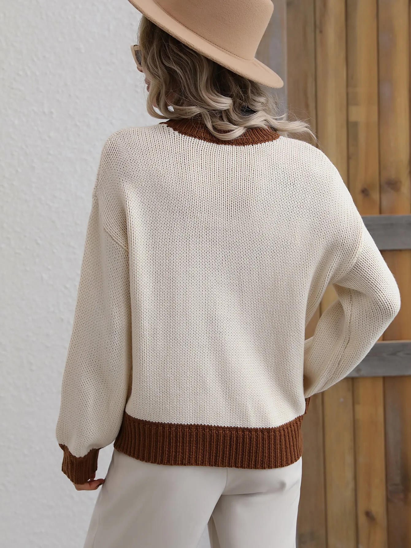 Contrast On Call Pullover Sweater