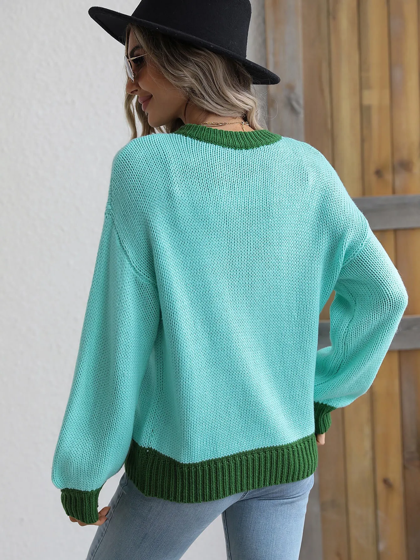 Contrast On Call Pullover Sweater