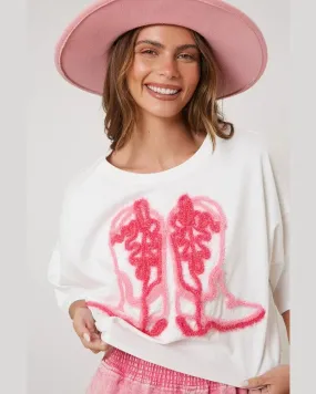 Cowboy Boots Embroidery Tee