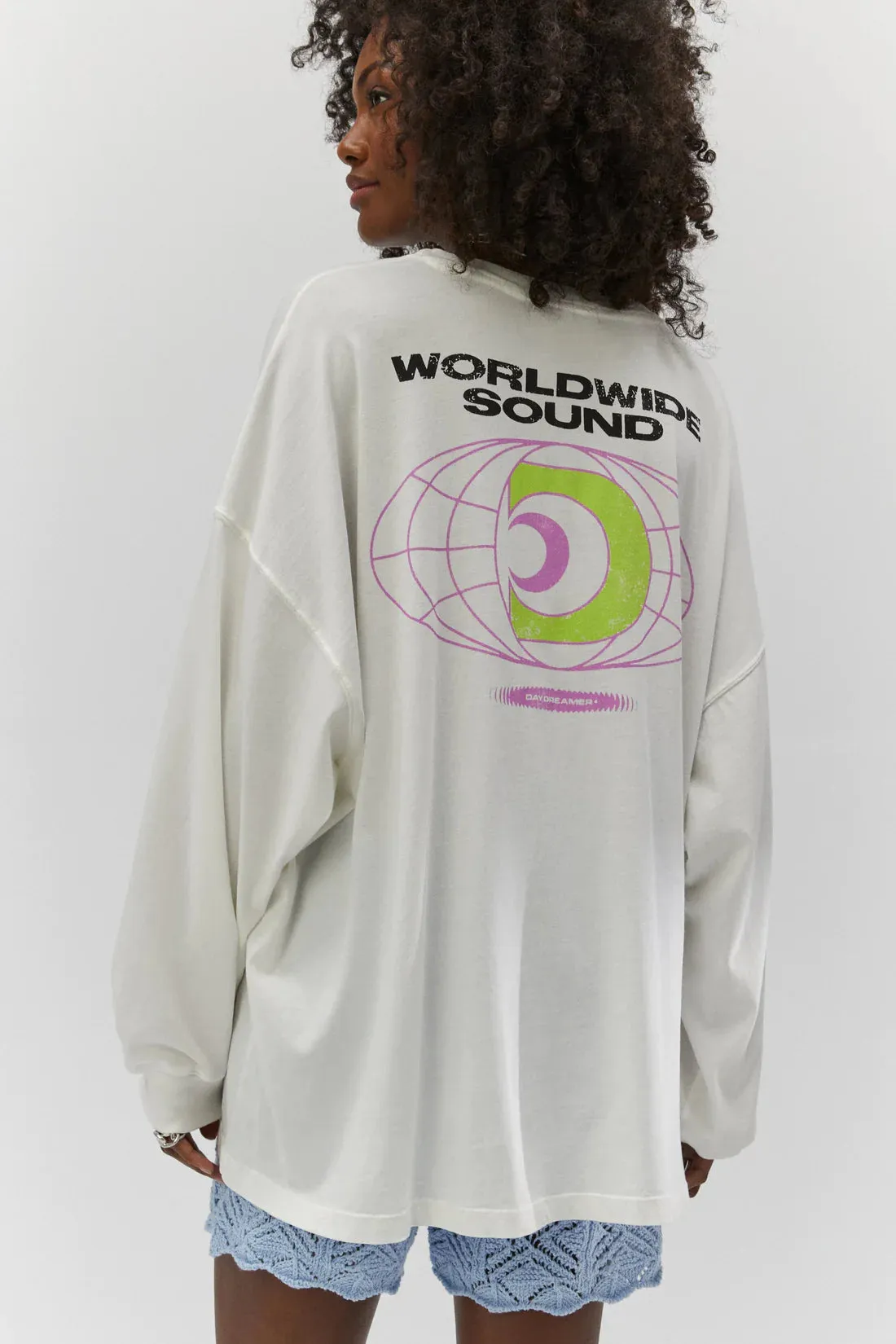 Daydreamer Worldwide Sound Long Sleeve Top - Vintage White