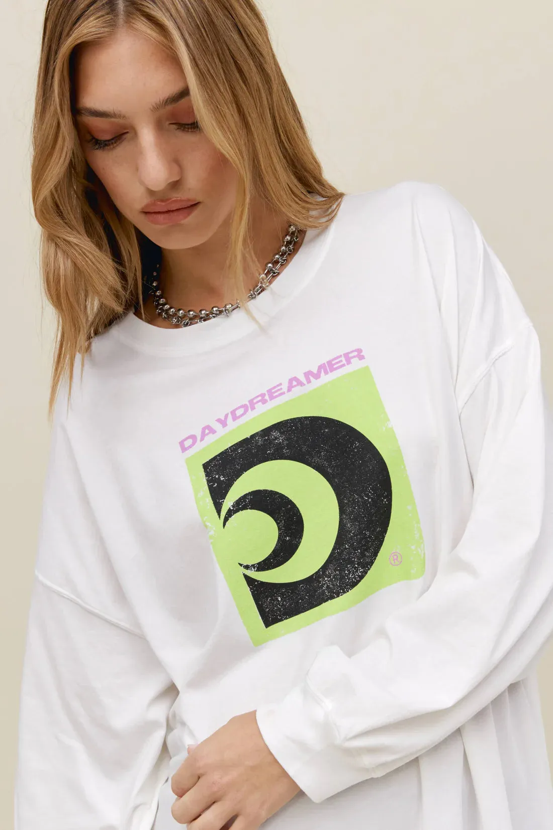 Daydreamer Worldwide Sound Long Sleeve Top - Vintage White