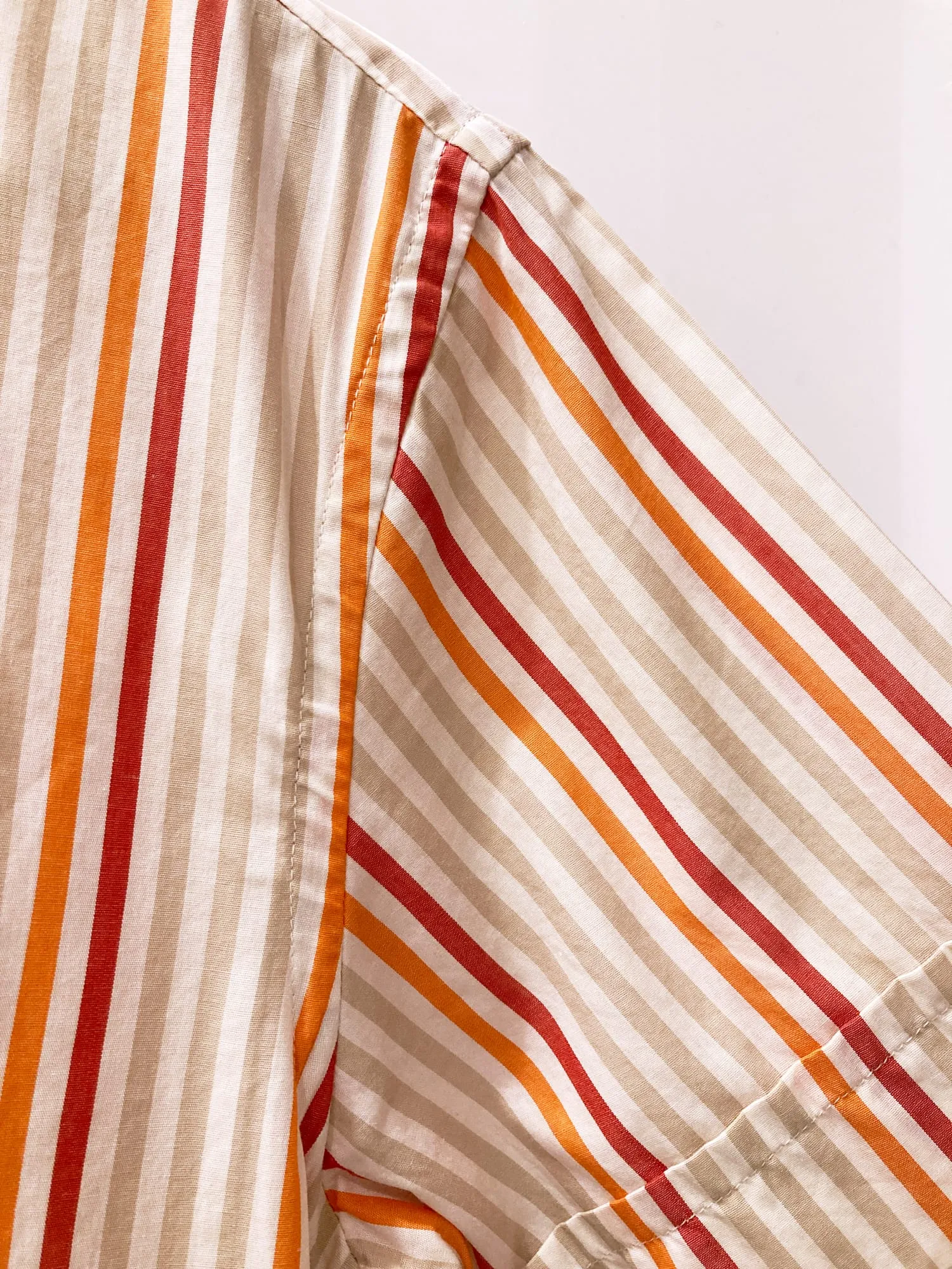 Dirk Bikkembergs beige orange red cotton stripe short sleeve shirt - S