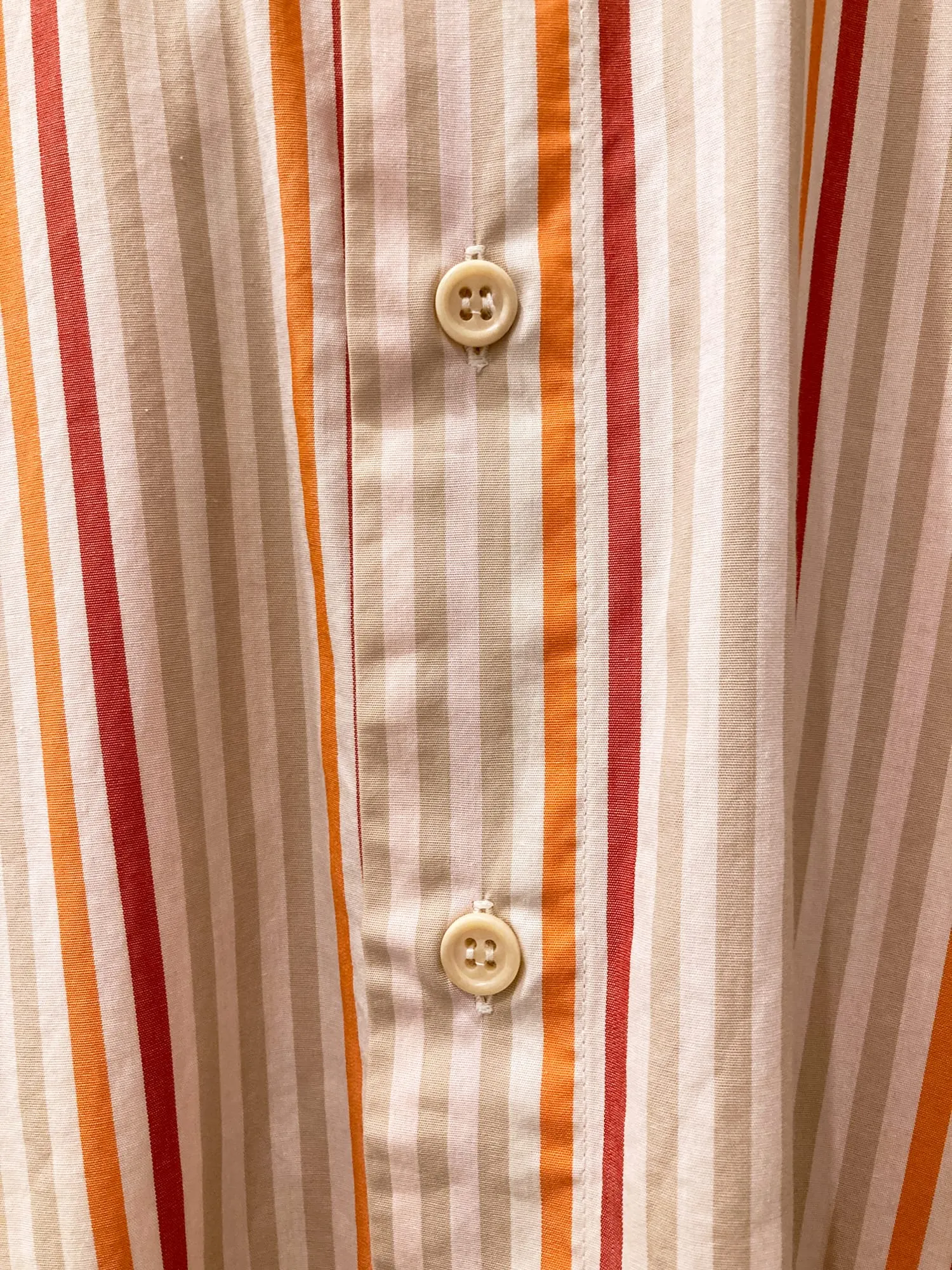 Dirk Bikkembergs beige orange red cotton stripe short sleeve shirt - S