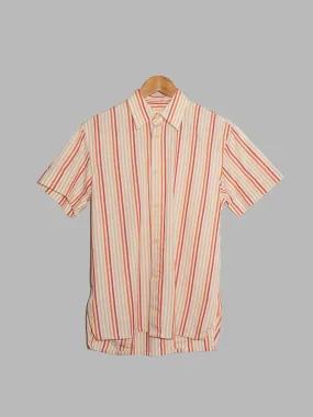 Dirk Bikkembergs beige orange red cotton stripe short sleeve shirt - S