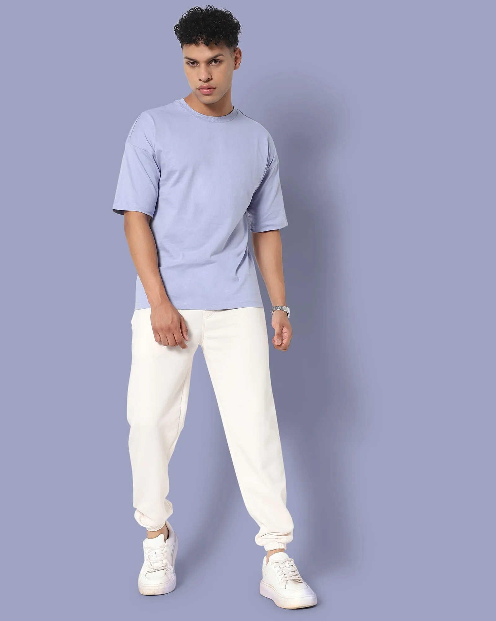 Drop Shoulder HW Crew Tee: Periwinkle