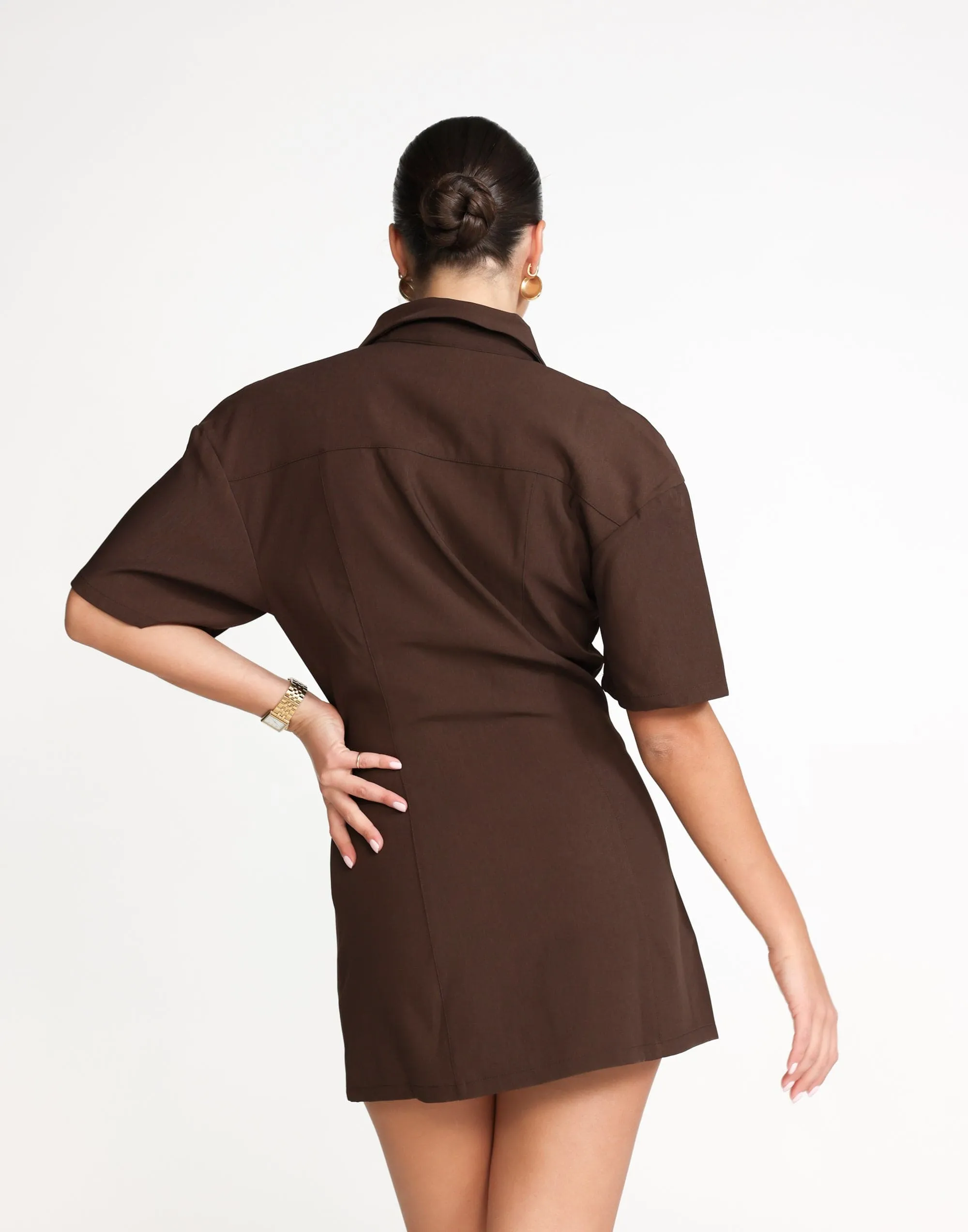 Etta Mini Dress (Chocolate)