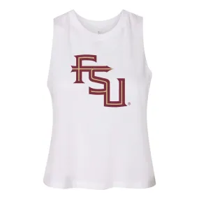 Florida State University Endzone Women's Racerback Crop Tank in White