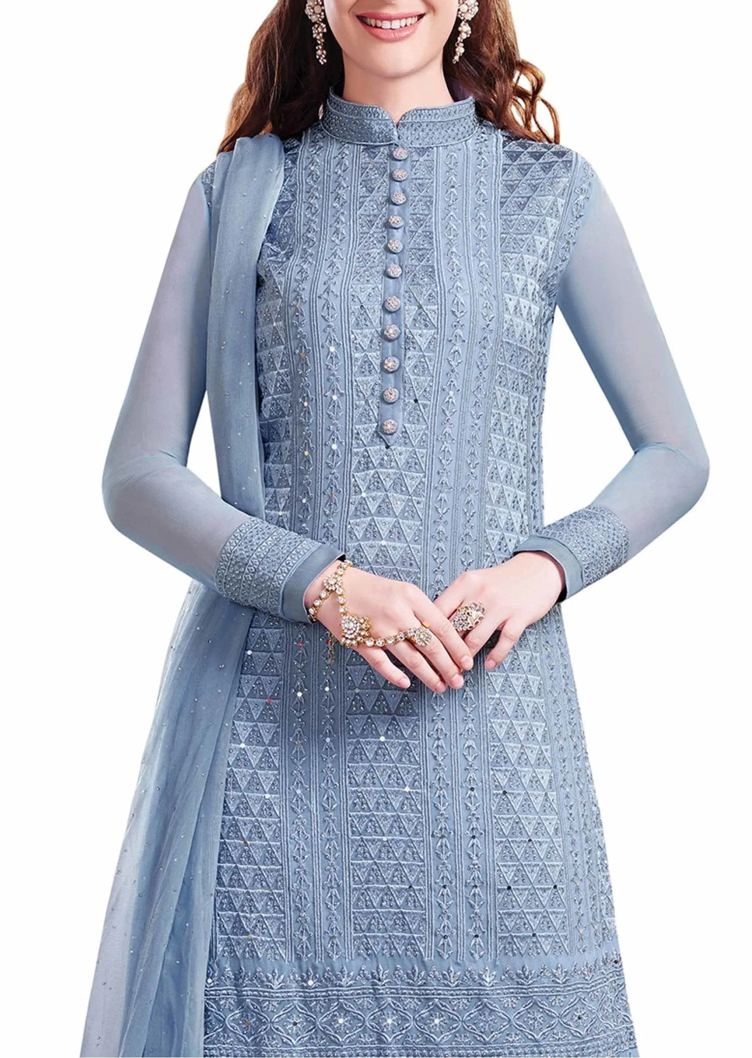 Grey blue unstitched suit