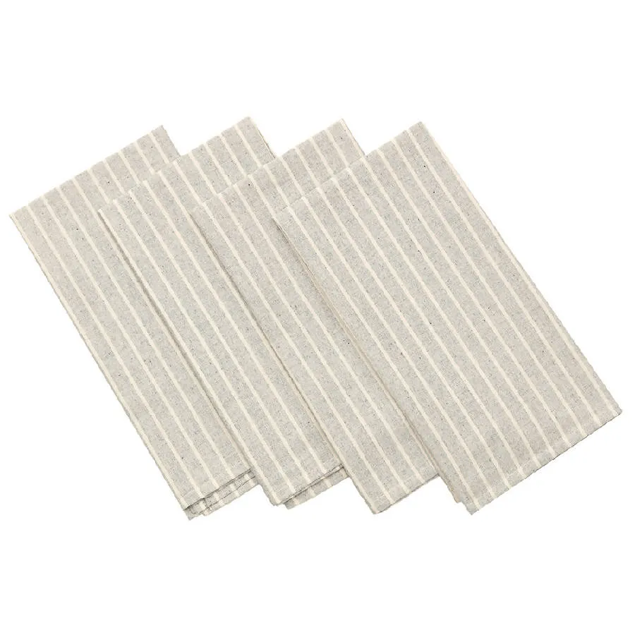 Grey Striped Cotton Napkins - Set of 4