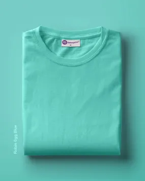 Half Sleeves Crew Neck: Robin Egg Blue