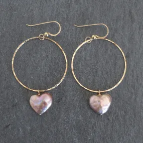 Heart Shape Pearl Large Hoop Earrings