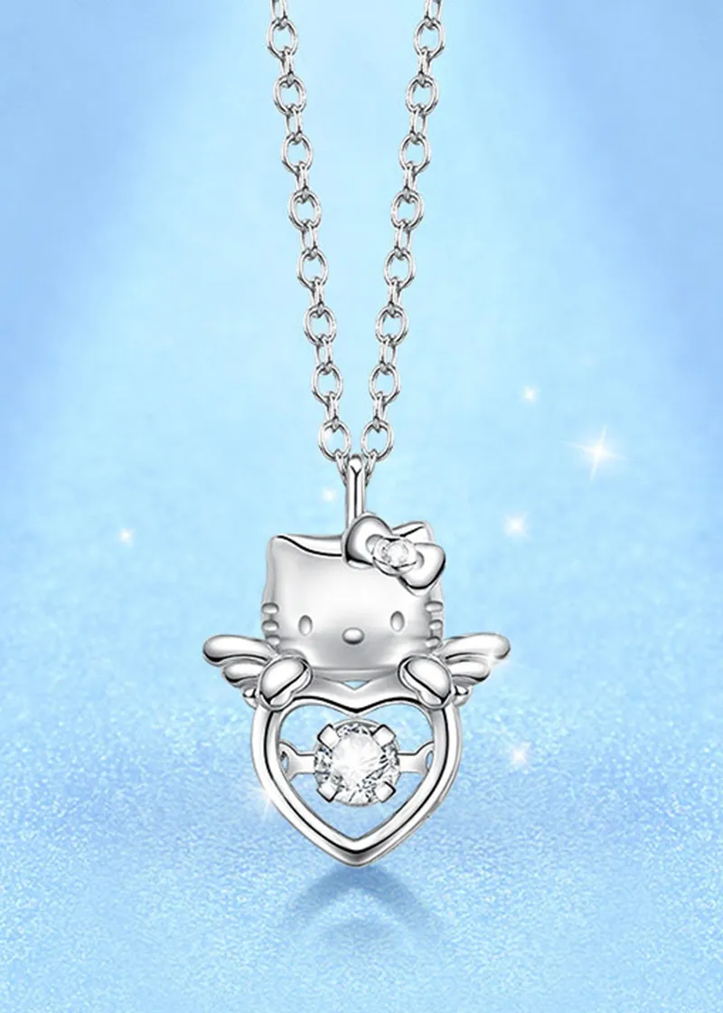 Hello Kitty winged heart sterling silver necklace with pendant - TIDE COLOR x SANRIO