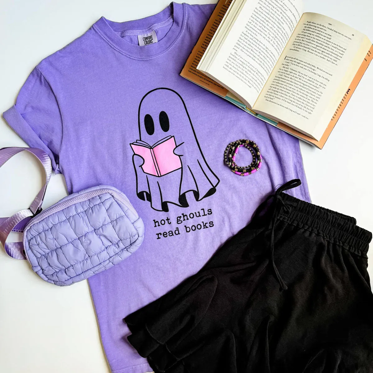 'Hot Ghouls Read Books' Short Sleeve Tee by Mugsby (Ships in 2-3 Weeks)