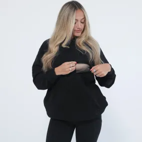 Isabella The Organic Oversized Nursing & Pregnancy Hoodie (Noir)