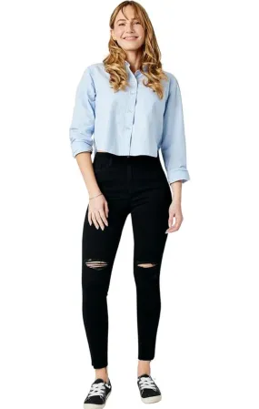 Judy Blue, High-Rise Heavy Destroy Raw Hem Tummy Control Skinny Jeans