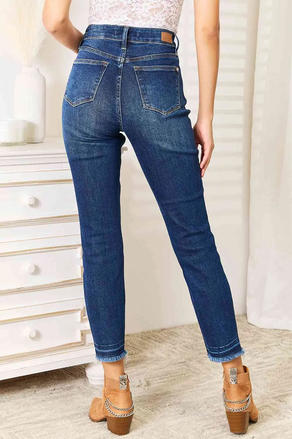 Judy Blue, High-Rise Released Hem Slim Jeans