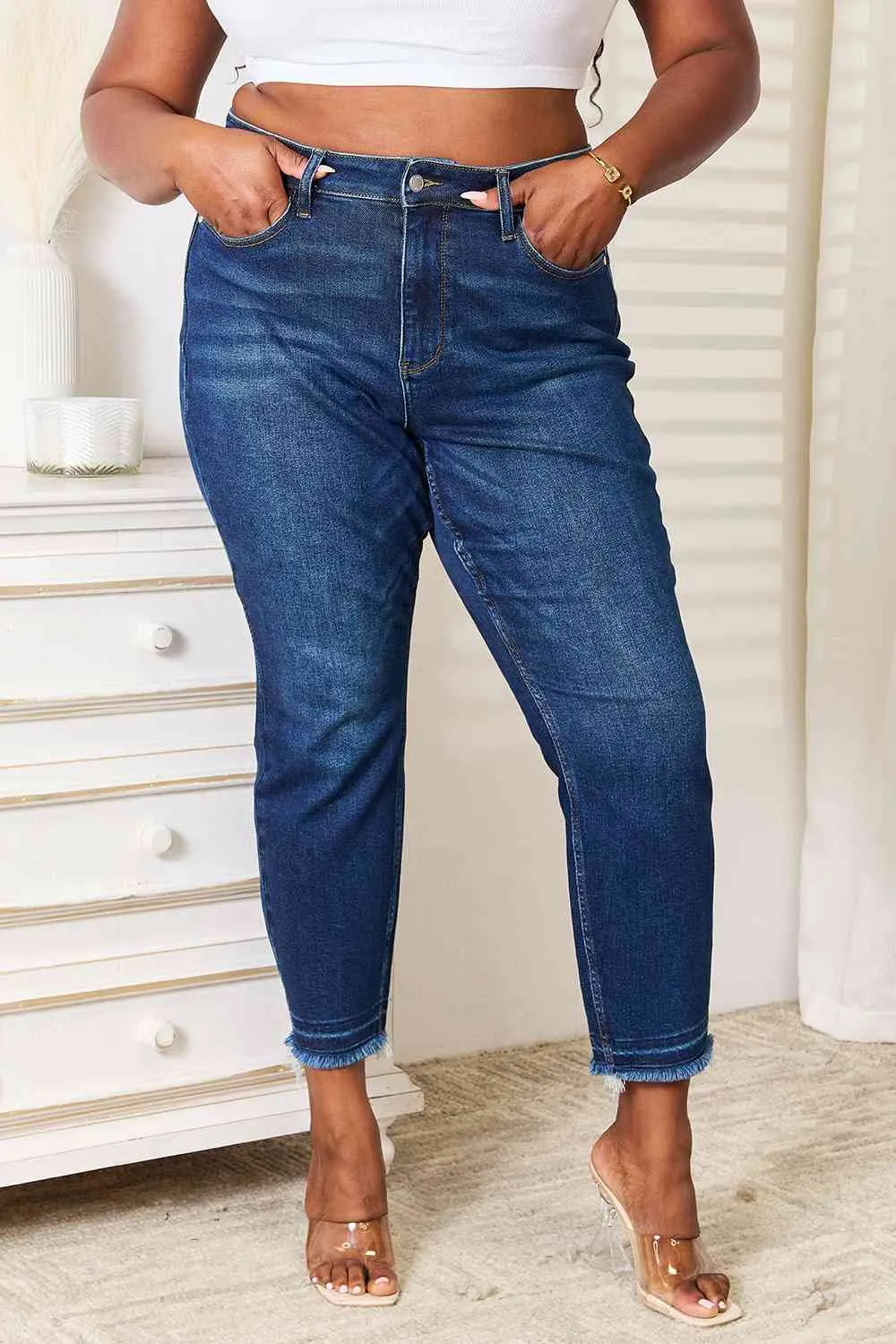 Judy Blue, High-Rise Released Hem Slim Jeans