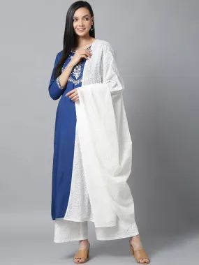 Kurta Palazzo in Blue  & White Yoke