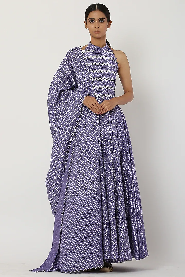 Lavender Kalidar Anarkali Set