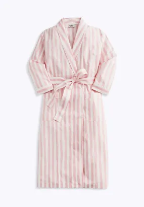 Marianne Long Robe in Pink & White Painted Stripe