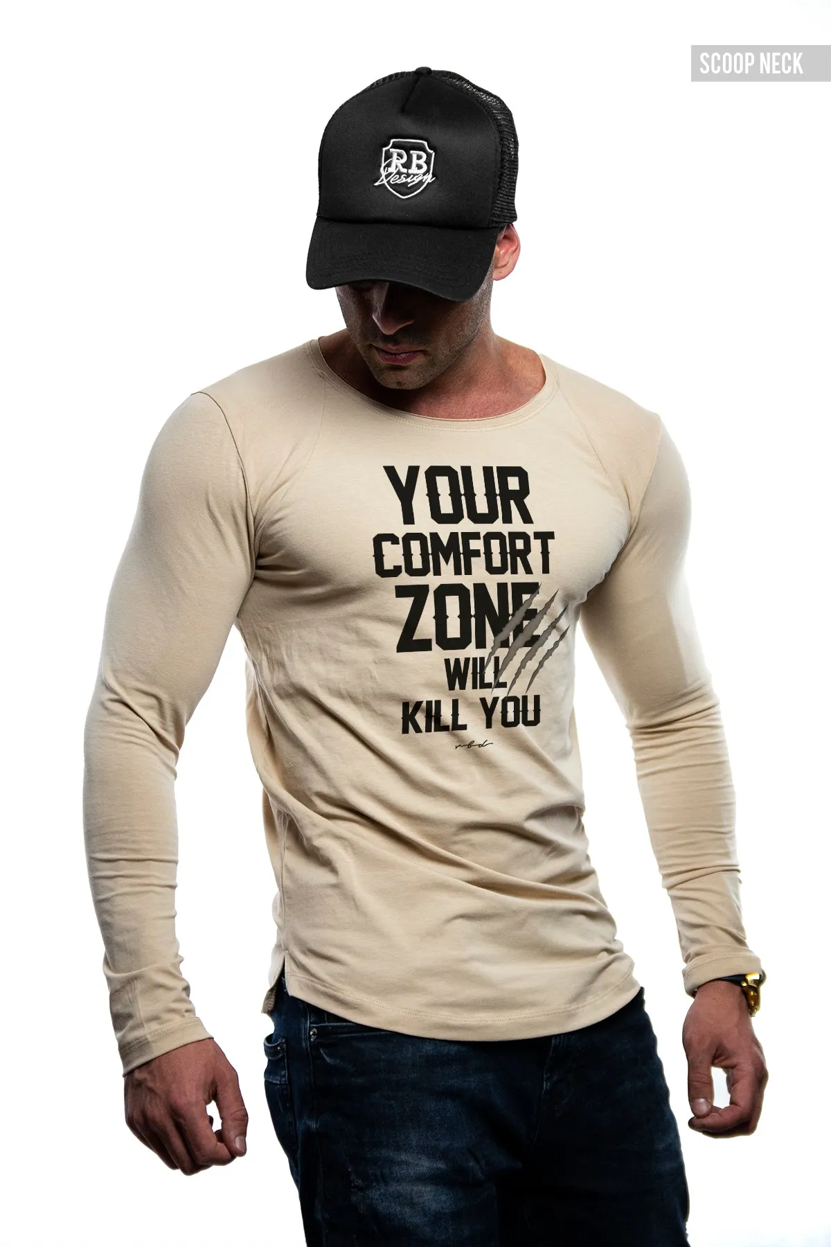 Mens Long Sleeve T-shirt "Comfort Zone Will Kill You" MD979