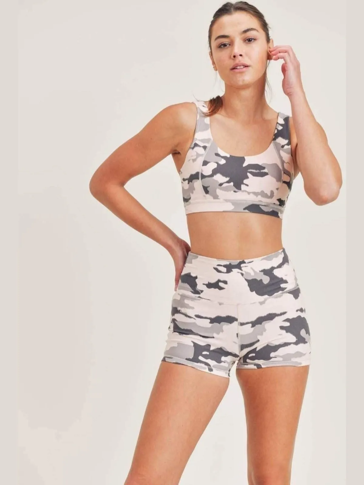 Mono B Pink Camo Highwaist Shorts