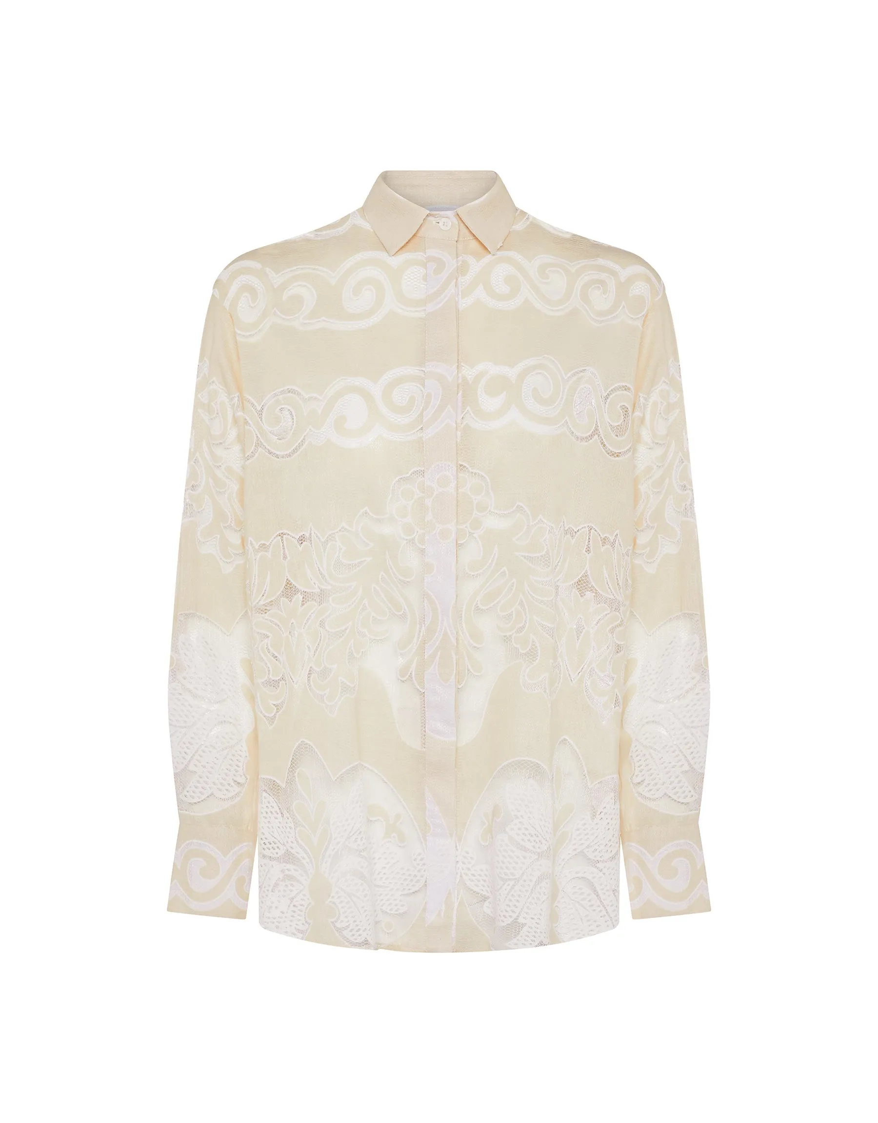 Nova Raschel Shirt - Beige / White Lace - SALE