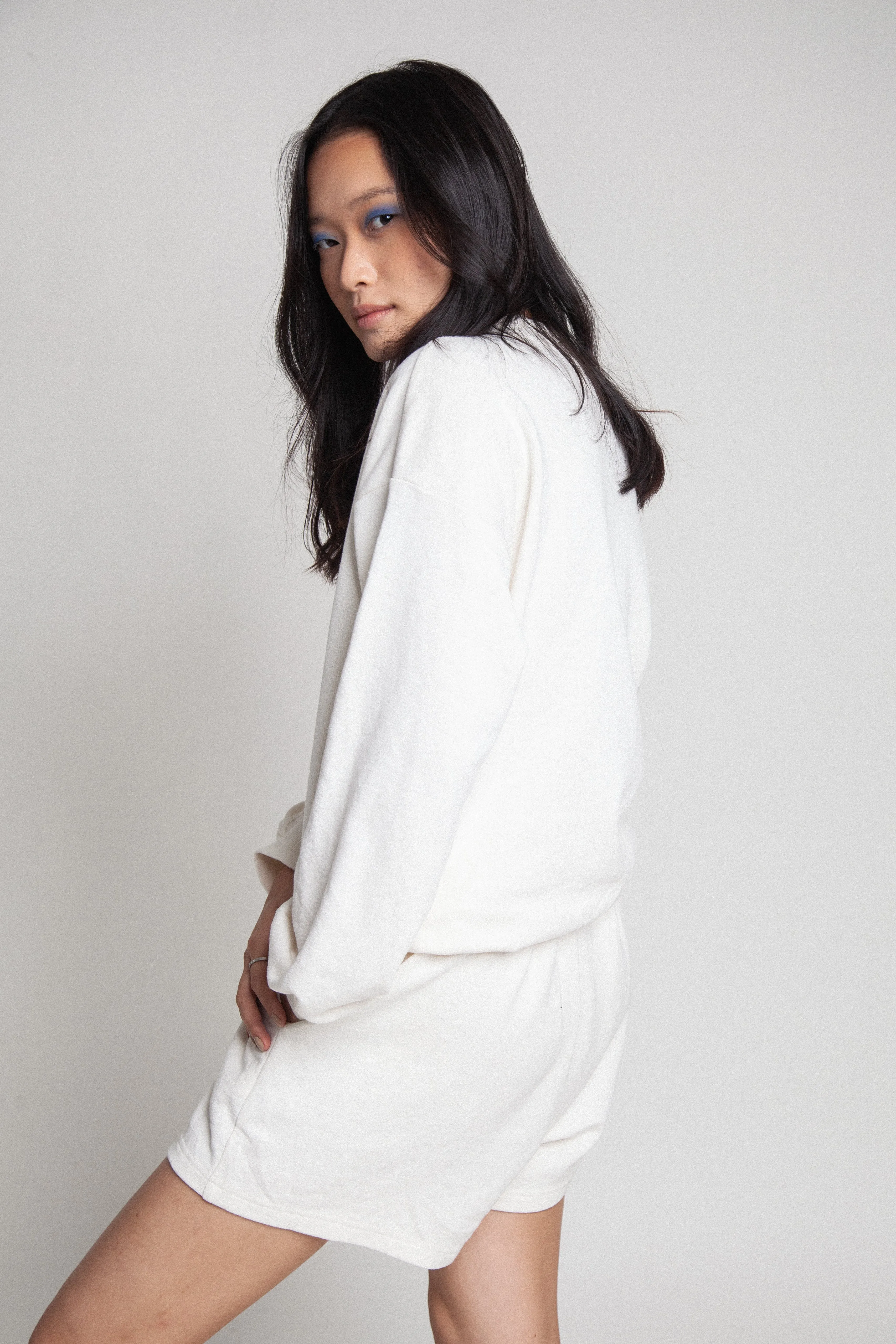 Oversized Organic Sweatshirt Top - Natural White