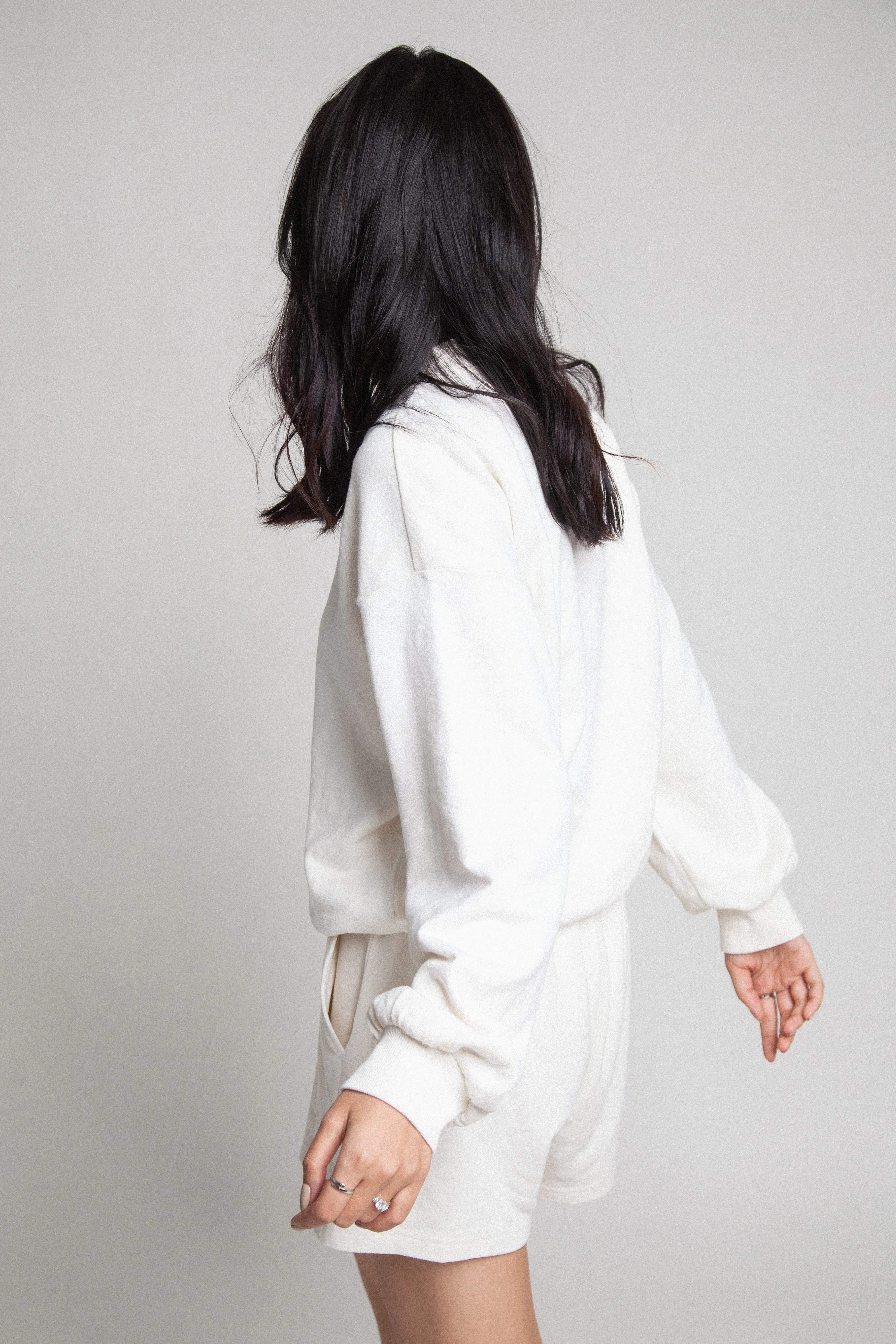 Oversized Organic Sweatshirt Top - Natural White